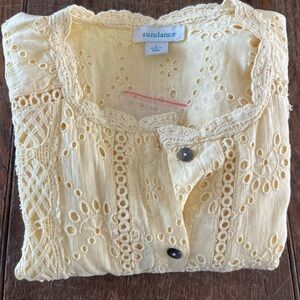 Sundance Women's Light Yellow Eyelet Blouse